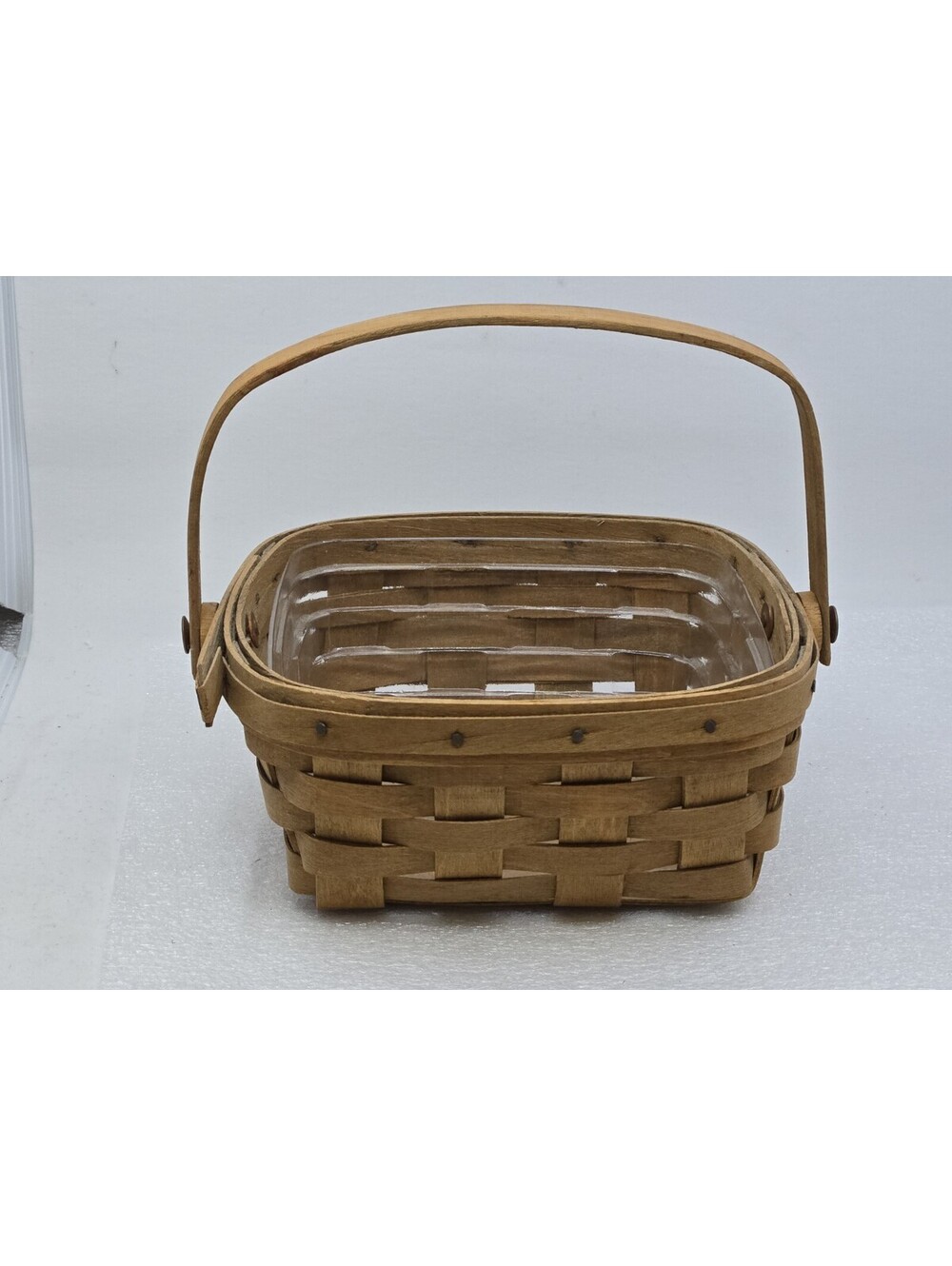 Longaberger 1983 Small Square Berry Basket 7" Vintage With Plastic Protector